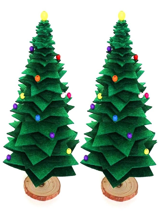 Inf-way Felt Christmas Tree DIY Craft Kit, Handmade Mini Christmas Tree Decoration Set Festive DIY Craft Supplies with Felt Sheets & Ornaments for Holiday Decor(2pack) - Image 1